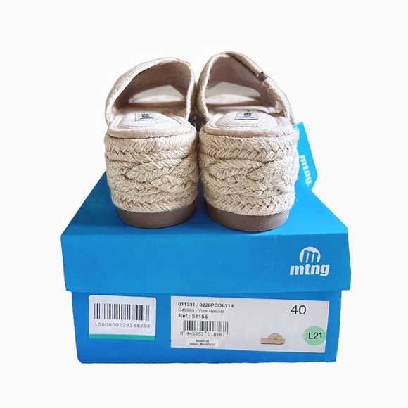 NIB Natural Jute Espadrilles Slides by MTNG SHOES Size 40 - Picture 5 of 9